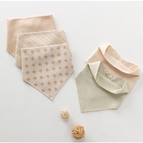 Newborn 100% Organic Cotton Bib Light Brown Triangle Scarf Feeding Saliva Towel Boy Girl Soft Absorbent Burp Drool Baby Bibs
