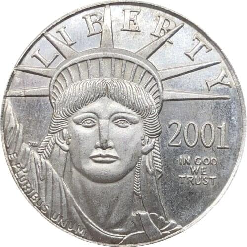 United States America 2001 W In God We Trust Liberty US Coin $100 One Ounce 1 OZ Bullion Silver Plated Copy Commemorative Coins