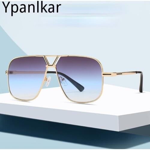 2021 Vintage Classic Pilot Metal Style Gradient Sunglasses Men Driving Fashion Brand Design Sun Glasses Oculos De Sol