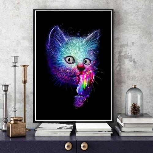 Modern Watercolor Animal Art Cat Canvas Painting Wall Art Cats Posters and Prints for Living Room Wall Pictures Home Wall Decor