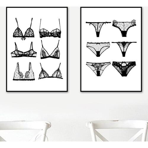 Modern Fashion Sexy Lace Ladies Underwear Wall Art Canvas Painting Nordic Posters And Prints Wall Pictures For Bathroom Decor