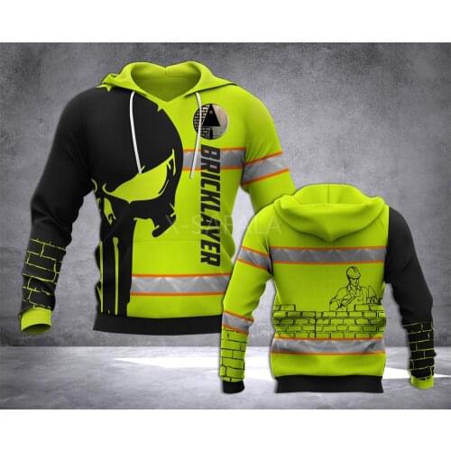 Skull BRICKLAYER Worker Budding 3D Print Hoodie Man Women Harajuku Outwear Zipper Pullover Sweatshirt Casual Unisex Jacket
