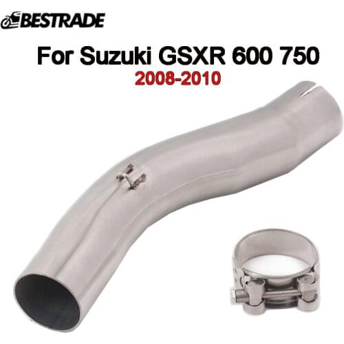Motorcycle Exhaust Mid Link Pipe Connect Tube for Suzuki GSXR750 GSXR600 2008 2009 2010 Slip On 51mm Muffler Stainless Steel