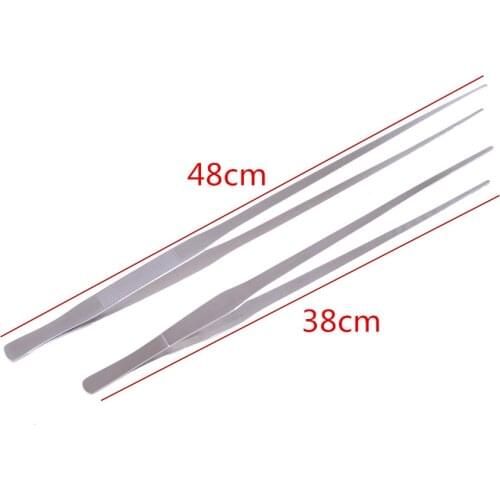 1Pc 38/48cm Aquarium Live Straight Curve Plant Tweezers Tongs Shrimp Reef Tank Crooked Tweezer