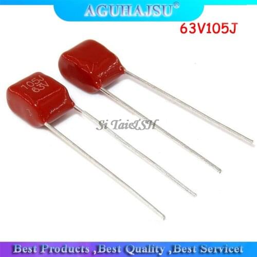 10PCS 63V105J 1UF Pitch 5MM 63V 105 1000nf CBB Polypropylene film capacitor