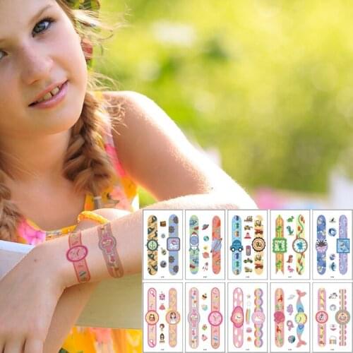 10pcs/lot watch temporary tatoo for kids tattoo sticker small cartoon unicorn dinosaur animals tattoo hand finger decal water