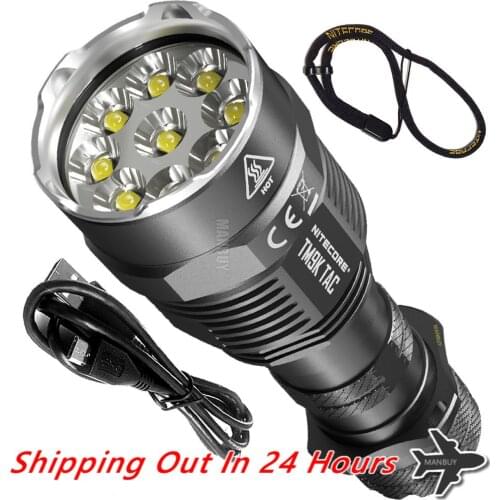 2021 Nitecore TM9KTAC 9800 Lumens Super Bright Torch Spotlight Handheld Tactical Flashlight TYPE-C Rechargeable +5000mAh Battery