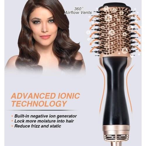 3-in-1 One-step Hair Dryer Straight Hair Comb Curler Smoothing Frizz ion Fluffy Hair Dryer Hot and Cold air Curler iron Brush