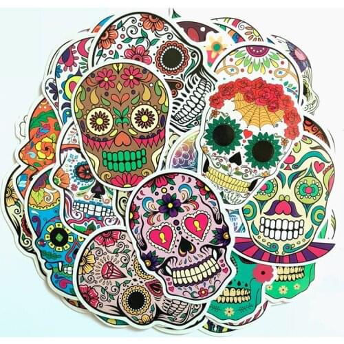 50 Pcs/pack Dream Colorful Skeleton Sticker Toys Ghost Skull DIY Scrapbooking Stickers for Motorcycle Laptop Skateboard Luggage