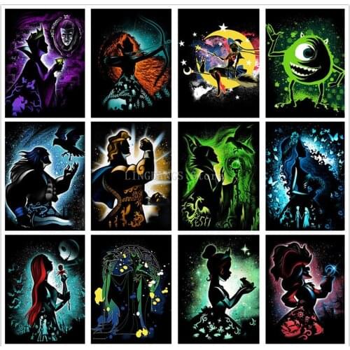 5D DIY Diamond Painting Black Abstract Art Disney Series Queen Princess Diamond Mosaic Embroidery Cross Stitch Home Decor Gift