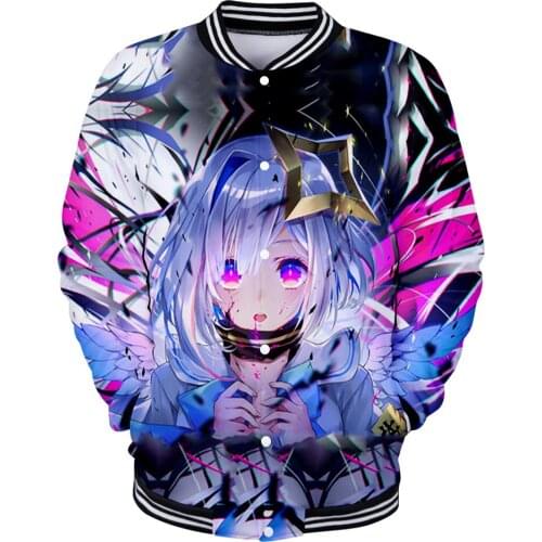 Anime HOLOLIVE VTuber Amane Kanata 3D Autumn Winter Holiday Men/Women Streetwear Baseball Uniform Streetwear Kawaii Clothing