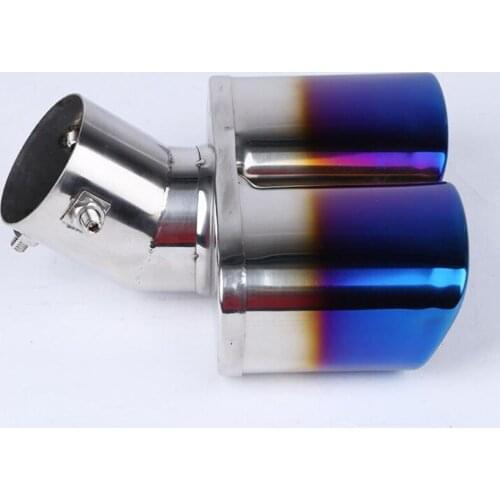 Car Auto Round Exhaust Muffler Tip Stainless Steel Exhause 1 to 2 Dual Pipe Chrome Trim Modified Car Rear Tail Throat Liner