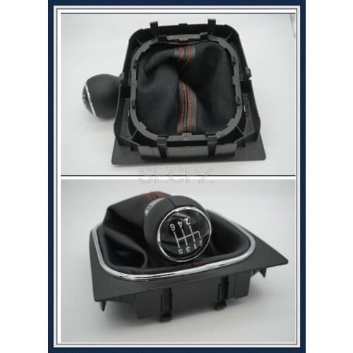FAT free shipping New 6 Speed Gear Shift Knob With Leather Boot For VW EOS 2006 2007 2008 2009 2010 2011 Scirocco 2009 2010 2011