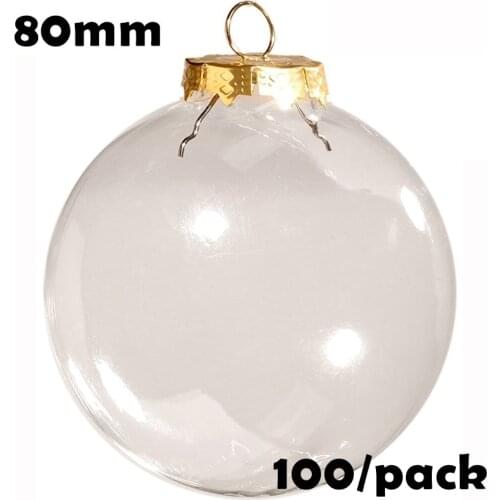 Free Shipping DIY Paintable Christmas Decoration Ornament 80mm Transparent Glass Sphere Ball , 100/Pack