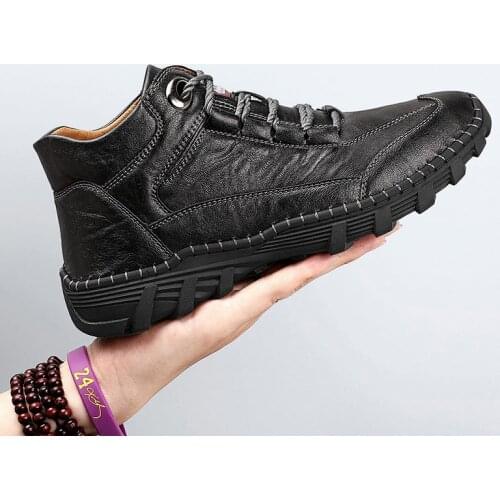 Fashion New Winter Men Boots Pu Leather Handmade Ankle Boots Outdoor Autumn Shoes Men Casual Climbing Shoes Men Motorcycle Boots