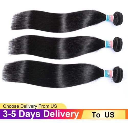 Emol Brazilian Straight Human Hair Bundles Non-Remy Brazilian Hair Extensions 3/4 Pcs Wholesale Bundles Natural Black Color