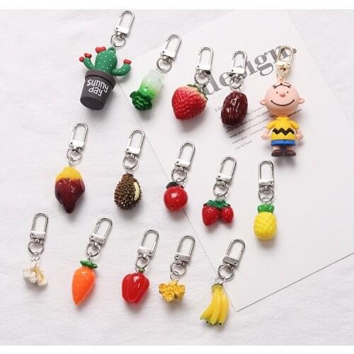Potato pepper strawberry Banana Catus Popcorn bag charm llaveros para hombre key chains gifts for women llaveros para mujer