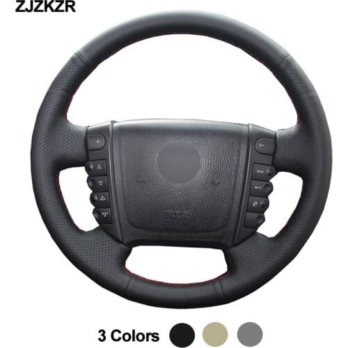 Hand Sewing Car Steering-Wheel Cover Wrap For Ssangyong Rexton Rexton W Rodius Beige Black Gray Artificial Leather Accessories
