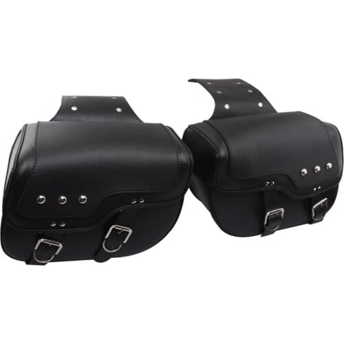 Black Motorcycle Saddle Bags Tool Luggage Storage Pouch PU Leather For Harley Honda Suzuki Yamaha Kawasaki BMW Ducati