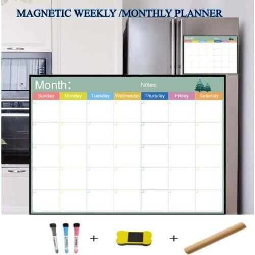 Cylinder Dry Erase Magnetic Weekly&Monthly Planner Calendar Whiteboard Message Drawing Fridge Bulletin White Board Kids A3 Size