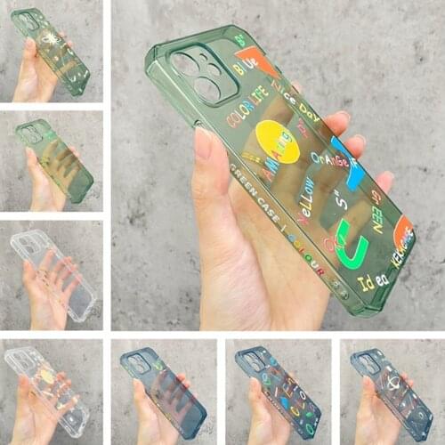 Color Starry sky Phone Case For iPhone 12 Mini 12 11 Pro X XR XS Max 7 8 Plus SE 2 Fashion Cartoon letter Soft TPU For iPhone 11