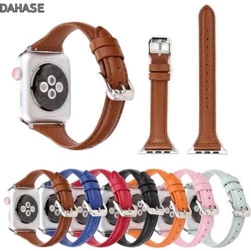 DAHASE Slim Classic Genuine Leather Strap for Apple Watch Band 38/42mm Replacement Leather Bracelet for iWatch Series 3 2 1