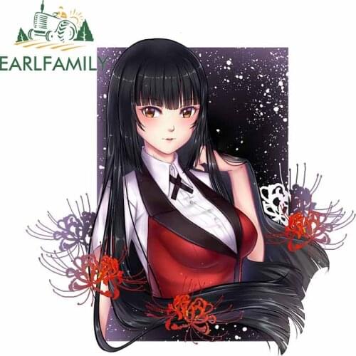EARLFAMILY 13cm x 12.4cm For Kakegurui Vinyl Car Stickers Fashion Graphics Decal Sunscreen DIY Custom Printing Decoration