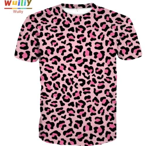 Leopard Pattern T-shirt For Men Summer Mural Graphic Pink 3D Print Tees Sport T Shirt Women/Men Novelty Tops