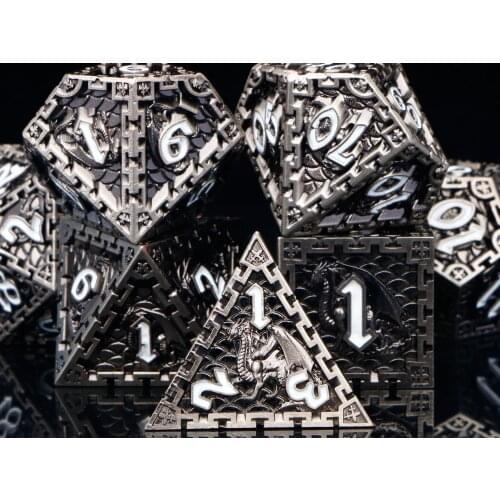 Dnd dice polyhedral metal dice set dungeon and dragon d&d heavy tabletop rpg gear dice with bag D20 D12 D10 D8 D6 D4