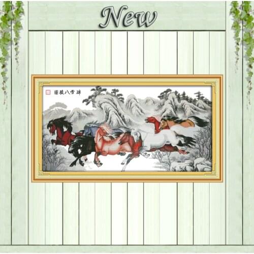 Horse winter snow scenery paintings counted printed on canvas DMC 14CT 11CT Chinese Cross Stitch Needlework Sets Embroidery kits