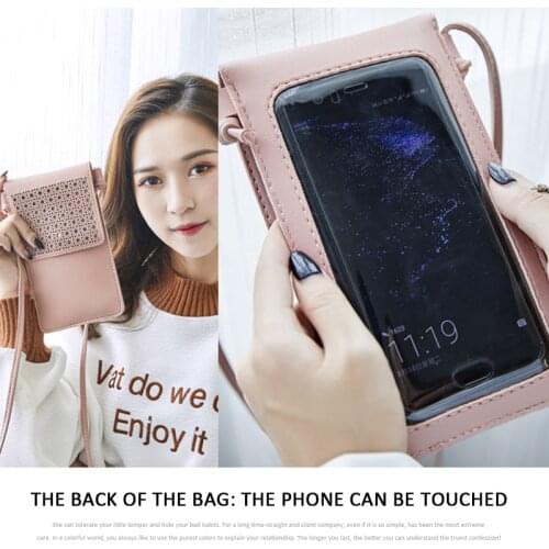 Touch Screen Cell Phone Purse Smartphone Wallet PU Leather Shoulder Strap Handbag Women Bag Fashion Mobile Wallet