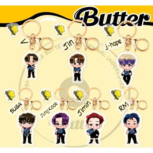 Kpop Bangtan Boys Movie Out New Album Butter Acrylic Keychain Decoration Backpack Pendant Cartoon Character Creative Accessories