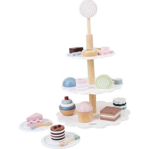 Colorful Wooden Cupcakes Children’S Pretend Play Food Kitchen Toy Cake Tower Play Set