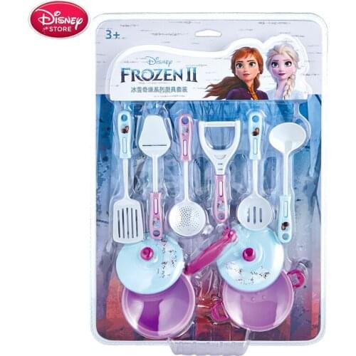 Disney Frozen 2 Kitchen Toy Food Cookware Pot Pan Kids Pretend Cook Play Cake Stand Toys Kids Princess Anna Elsa Children Gift