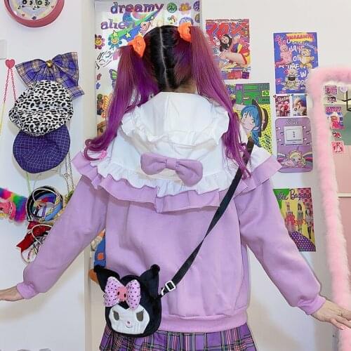 Ruffles Patchwork Hooded Jacket For Teenage Girls 2021 Winter Long Sleeve Zipper Casual Sweet Style Ladies Warm Fleece Outwears