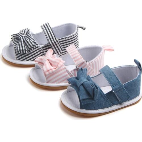 Summer new retro lattice baby shoes rubber soled non slip baby sandals Velcro walking shoes