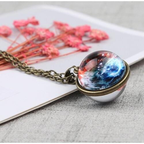 Fashion Car Pendant Exquisite The Realm Of Stars Sparkling Car Decoration Galaxy System Glass Starry Ornaments Glass Necklace