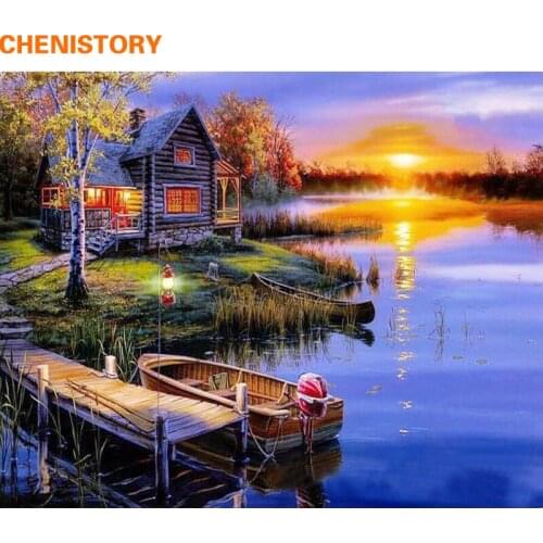 CHENISTORY Frameless DIY Painting By Numbers Landscape Painting Calligraphy Modern Wall Art Canvas Painting For Home Decor Gift