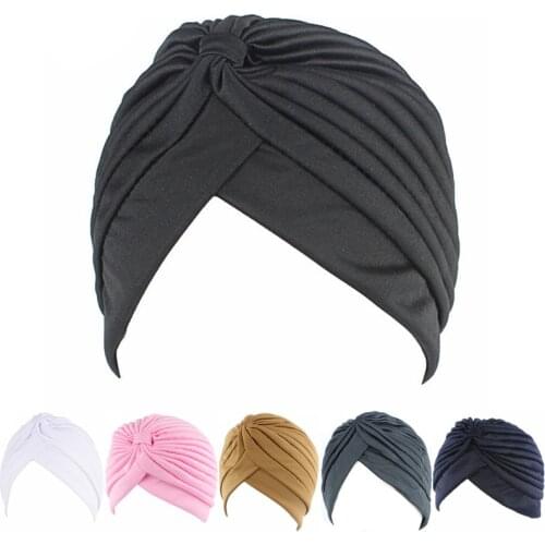 New Women Holiday Cap Solid color Turban Muslim Cap Women Elastic Stretchy Beanies Hat Bandanas Big Satin Bonnet Hot Sale