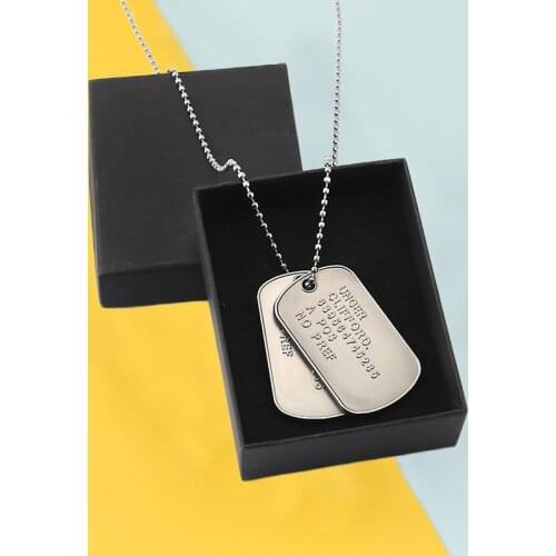 Game Death Stranding Necklace Stainless Steel Dog Tag Pendant Bead Necklaces Men Long Necklace Fashion Jewelry Gift with Box