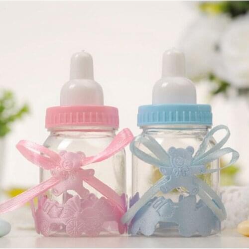 Mini Feeding Bottles Girl Boy Baby Shower Favor Boxes Package Christening Baptism Party Supplies Chocolate Candy Gift Bags
