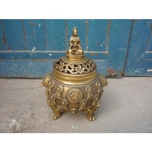Rare old Ming Dynasty copper censer/ incense stove,good carving,with mark,best collection& adornment,Free shipping