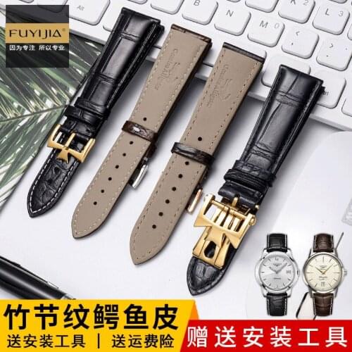 Bamboo Pattern Crocodile Skin Strap Dedicated Butterfly Buckle Genuine Alligator Watch Band 17MM 18MM 19MM 20MM 21MM 22MM Bands