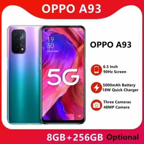 Original OPPO A93 5G SmartPhone 8GB 128GB 256GB ROM 6.5'' 90Hz Screen 5000mAh Battery Rear Camera 48MP 2400x1080 Cell Phone