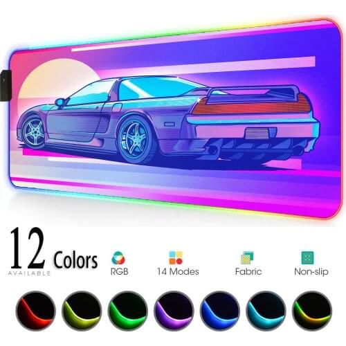 Led Mouse Pad Rgb Pink Setting Led Retrowave Large Mouse Pad Rgb Synthwave Game Console Accessories Deskmat Carpet DropShipping
