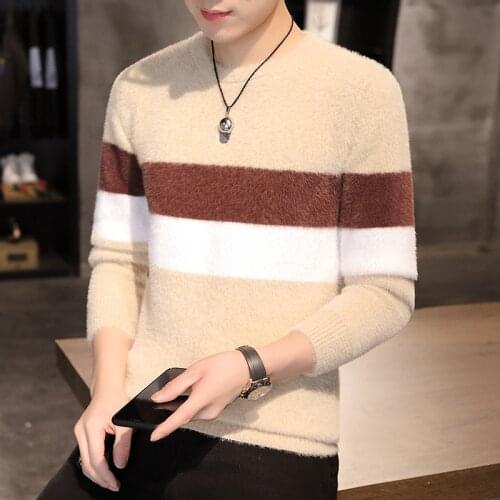 Striped Sweater Mens Autumn And Winter sweater Pullover mens o-neck mixed color fashion youth trend long sleeve sweater men