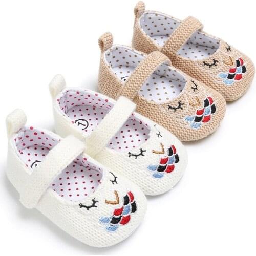 Wool Woven Embroider Princess Baby Shoes Girl Baby First Walker Anti-Slip Sneaker Soft Sole Toddler Shoes Newborn Baby Moccasins