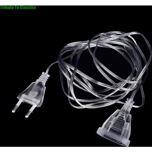 3M Extender Transparent Wire EU plug/US plug for LED String Christmas Lights Garden Home Garland Party Decotation Wholesale