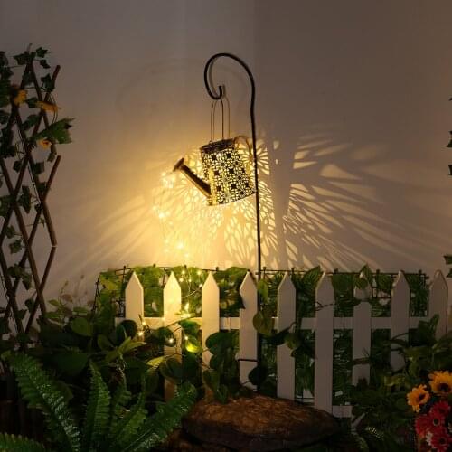 Solar Watering Can Lamp Outdoor LED Garden Kettle Decorative Light Yard Patio Decoration Hollow-out Lantern for Garden Path Lawn