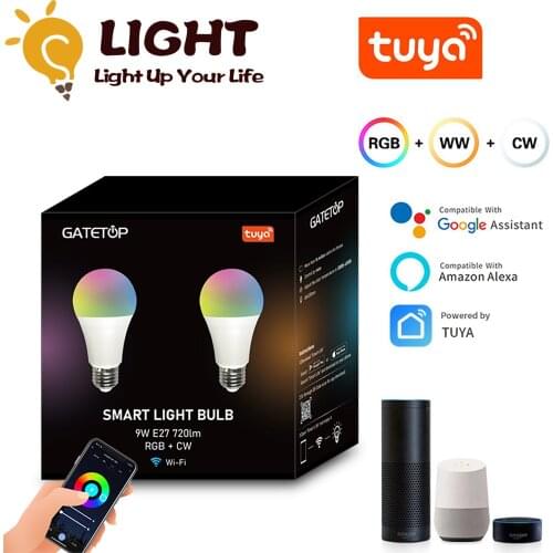 9W WiFi Smart Light Bulb E27 LED RGB Lamp Work with Alexa/Google Home 220-240V RGBCW Dimmable Timer Function Magic Bulb